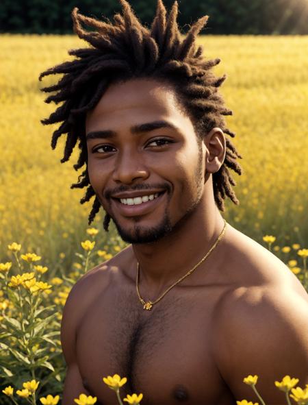 01281-3696992100-1boy, african descent, close up face shot, in a field of flowers, golden lights, big smile, flower in hair, looking over shoulde.png